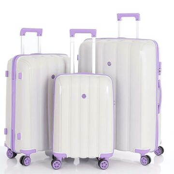 MÇS 3lü Set Kırılmaz Silikon Seyahat Valizi Bavulu V305 Kemik Lila