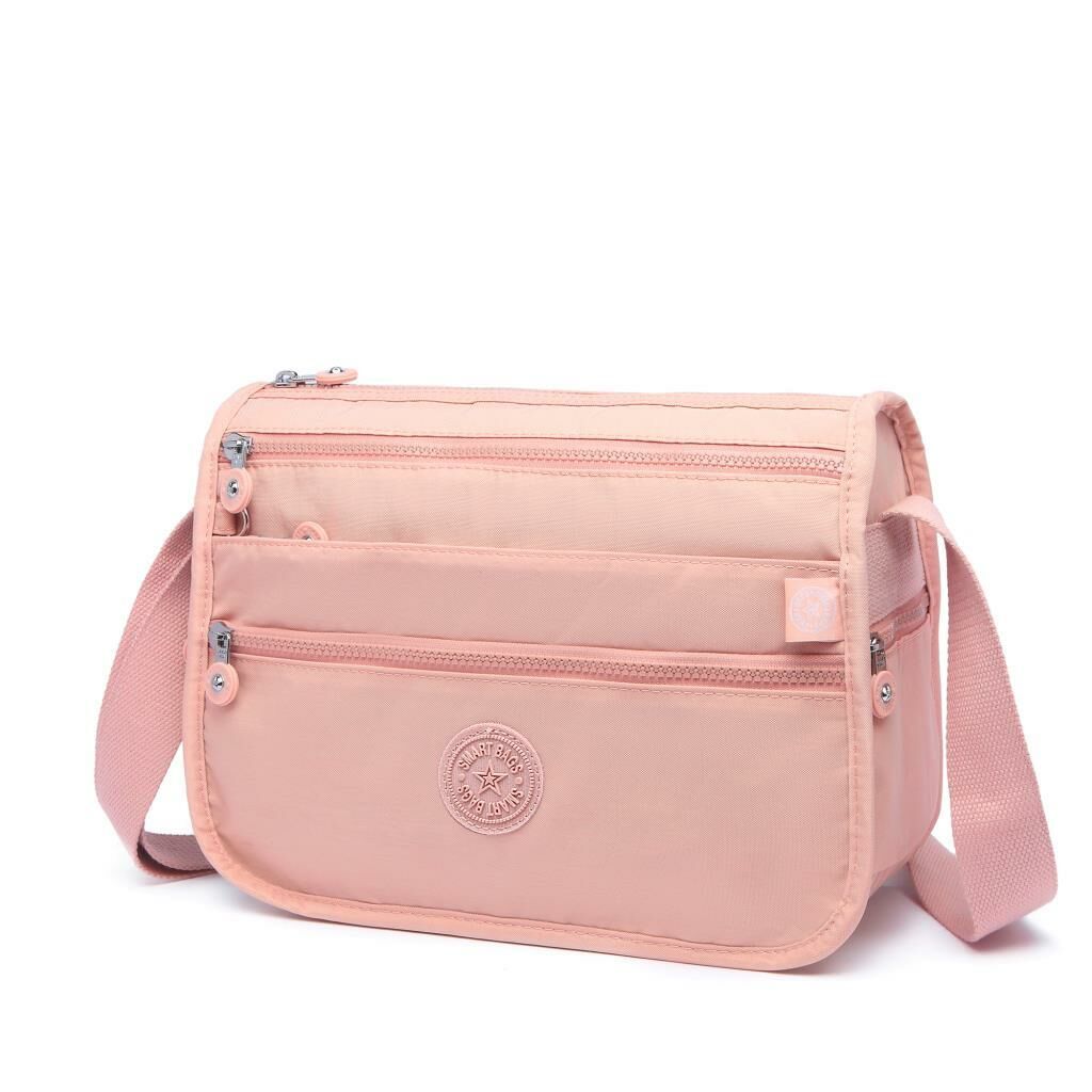 1128 Krinkıl Kumaş Bayan Postacı Omuz Çantası Smart Bags Pudra