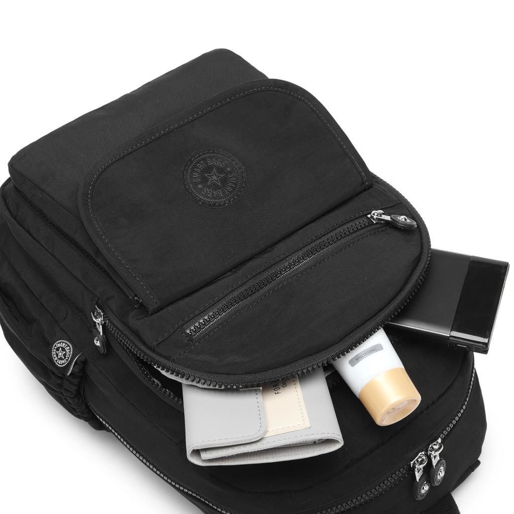Orta Boy Kadın Sırt Çantası Smart Bags Krinkıl Kumaş 1187 Koyu Gri