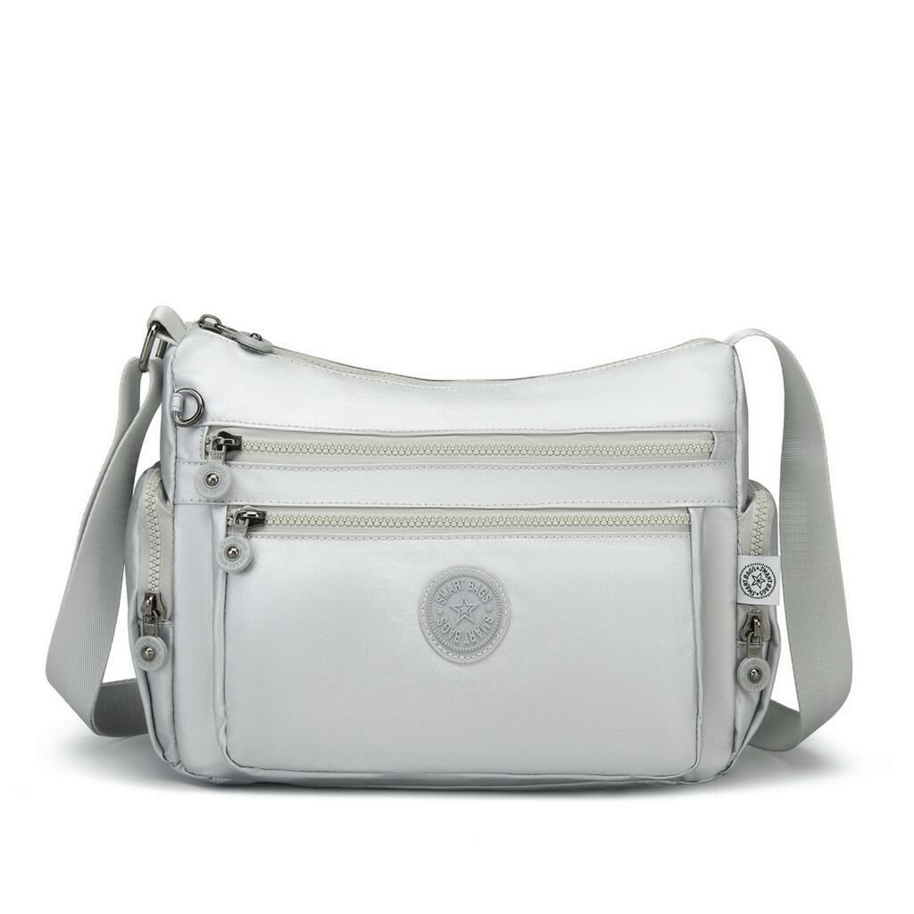 Metalik Kumaş Kadın Postacı Çantası Smart Bags 1115 Platin