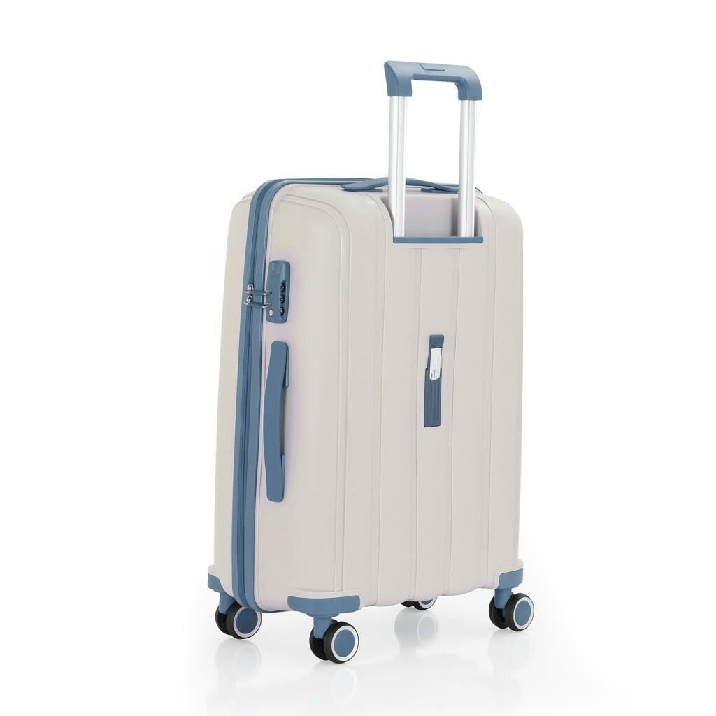 MÇS Orta Boy Kırılmaz Silikon Seyahat Valizi Bavulu V305 Kemik/SkyBlue