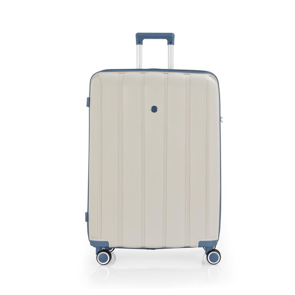 MÇS Büyük Boy Kırılmaz Silikon Seyahat Valizi Bavulu V305 Kemik/SkyBlue