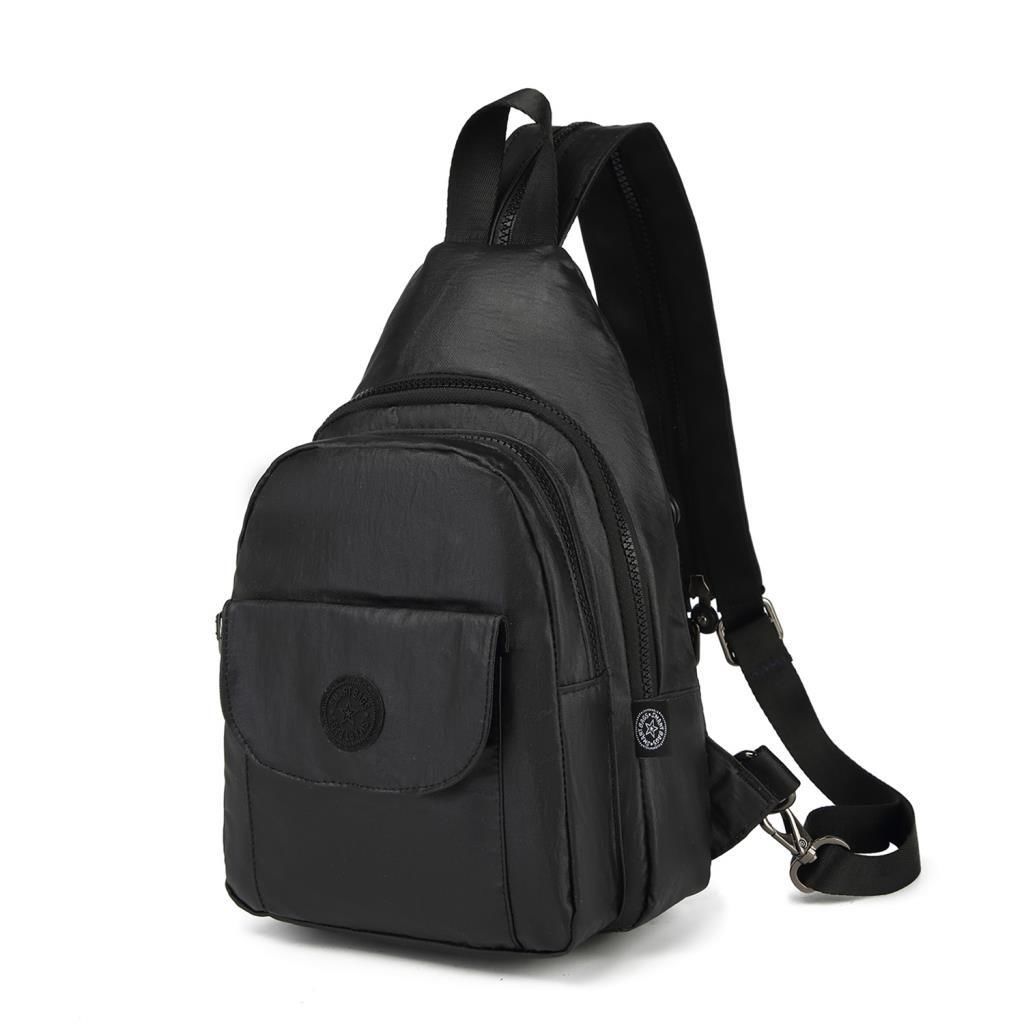 Metalik Kumaş Bodybag Askılı Sırt Çantası Smart Bags 1237 Siyah