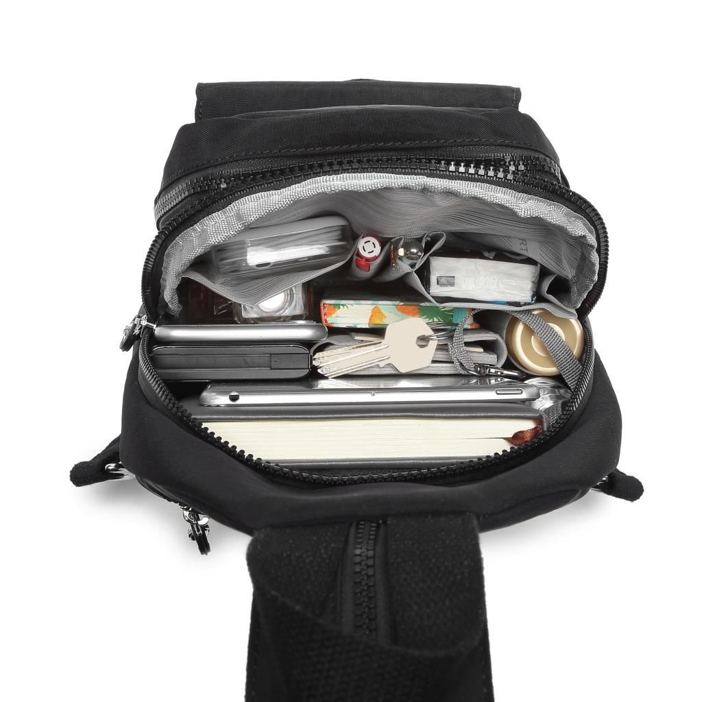 Metalik Kumaş Bodybag Askılı Sırt Çantası Smart Bags 1237 Siyah