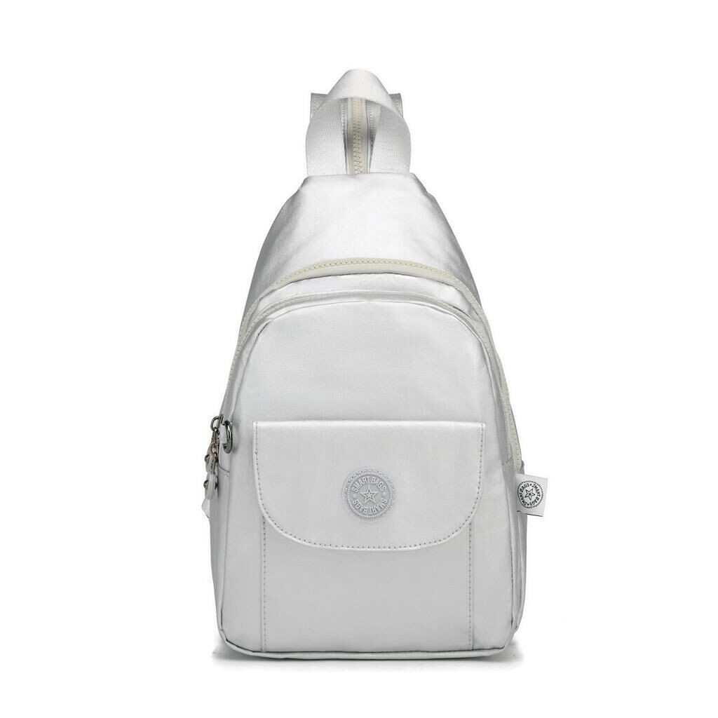 Metalik Kumaş Bodybag Askılı Sırt Çantası Smart Bags 1237 Platin