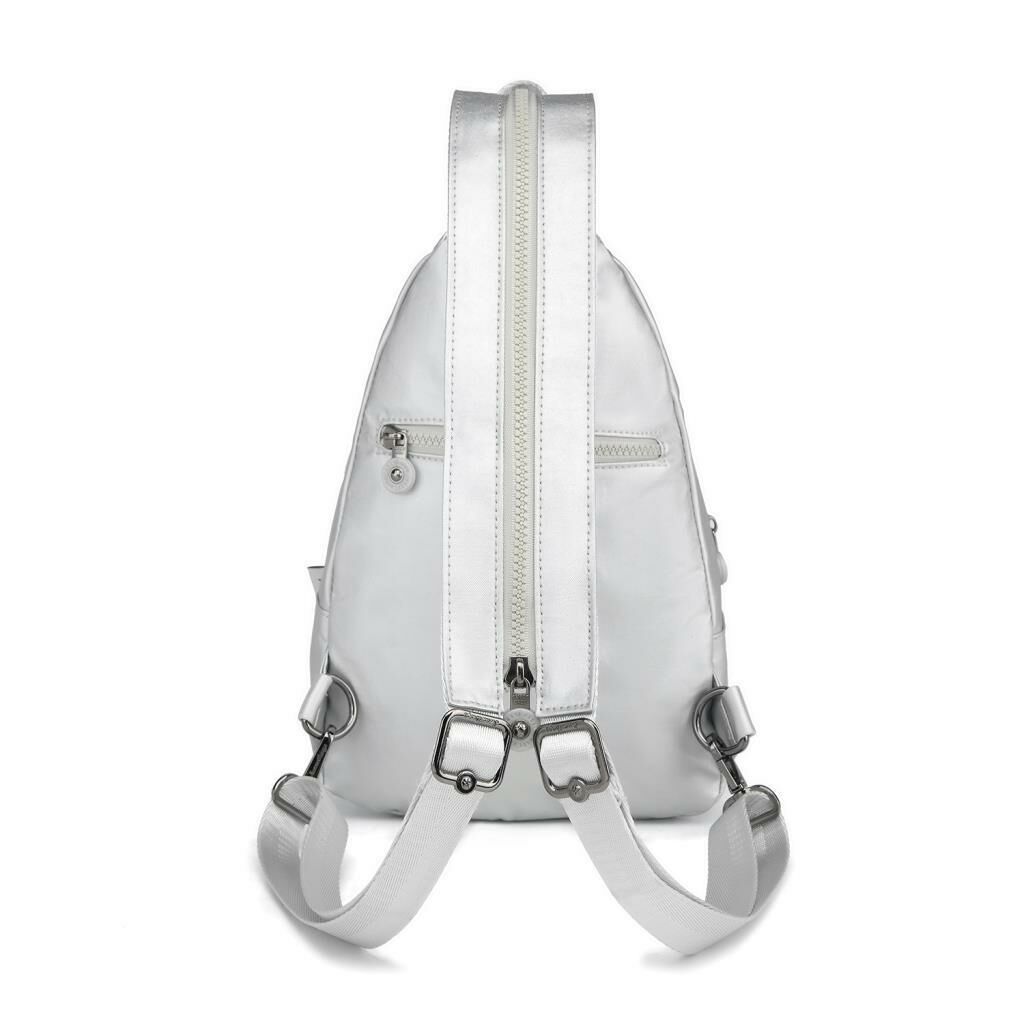 Metalik Kumaş Bodybag Askılı Sırt Çantası Smart Bags 1237 Platin