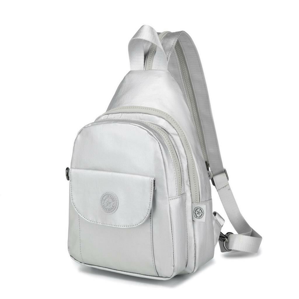 Metalik Kumaş Bodybag Askılı Sırt Çantası Smart Bags 1237 Platin