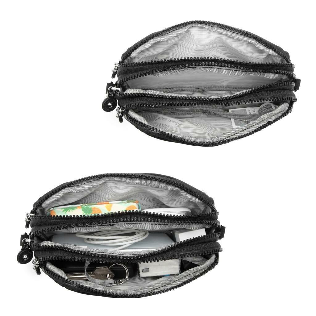 Metalik Kumaş Smart Bags Mini Boy Postacı Çantası ve Cüzdanı 1112 Platin
