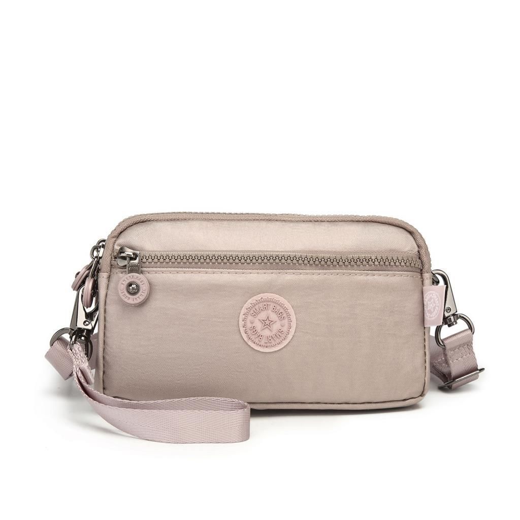 Metalik Kumaş Smart Bags Mini Boy Postacı Çantası ve Cüzdanı 1112 Rose