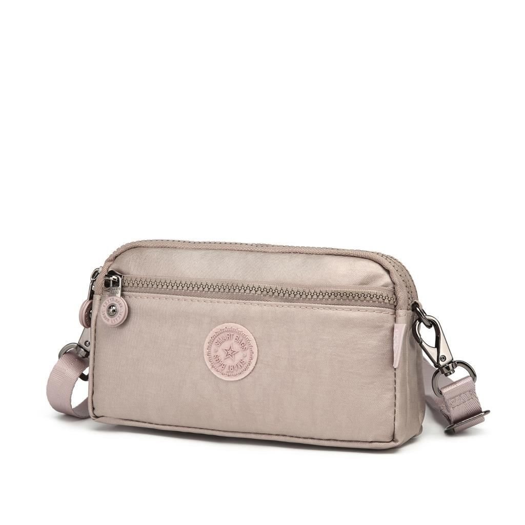 Metalik Kumaş Smart Bags Mini Boy Postacı Çantası ve Cüzdanı 1112 Rose