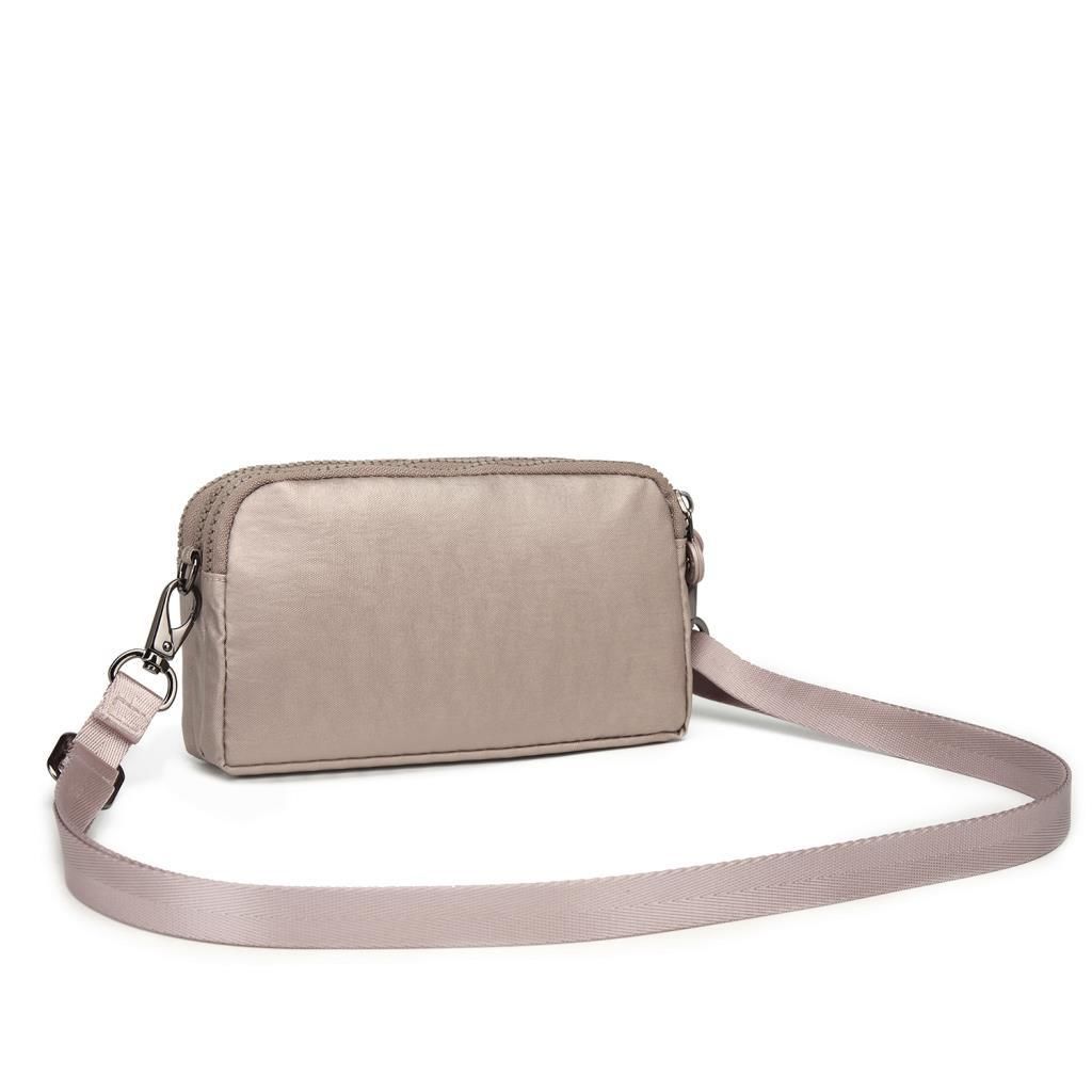 Metalik Kumaş Smart Bags Mini Boy Postacı Çantası ve Cüzdanı 1112 Rose