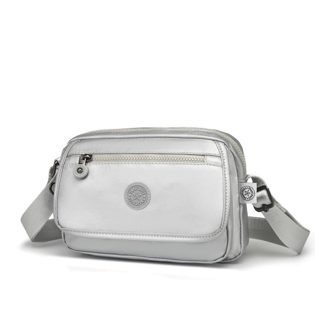 Metalik Kumaş Kadın Postacı Çantası Smart Bags 3166 Platin