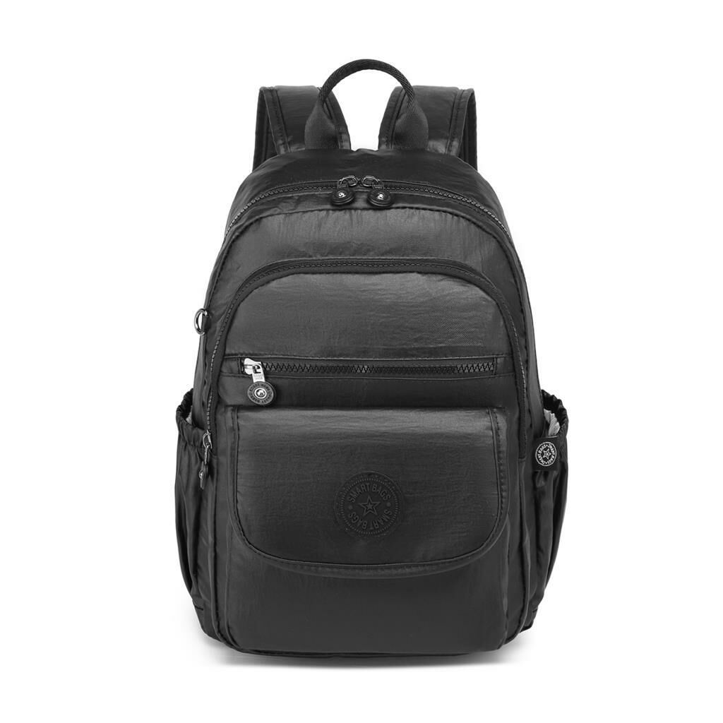 Metalik Kumaş Orta Boy Kadın Sırt Çantası Smart Bags 1187 Siyah