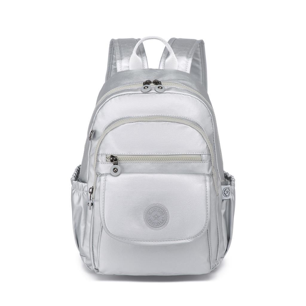 Metalik Kumaş Orta Boy Kadın Sırt Çantası Smart Bags 1187 Platin