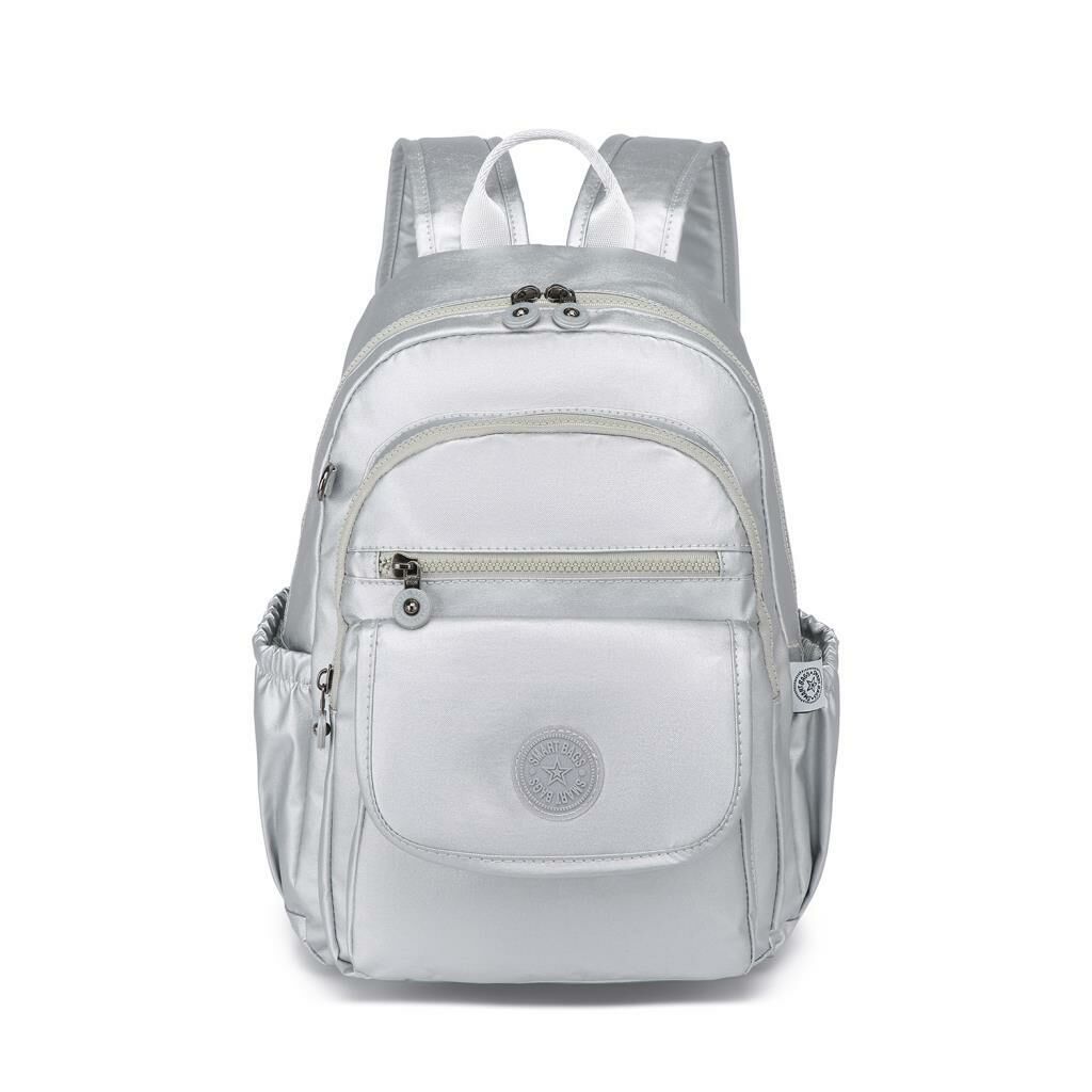 Metalik Kumaş Orta Boy Kadın Sırt Çantası Smart Bags 1187 Platin