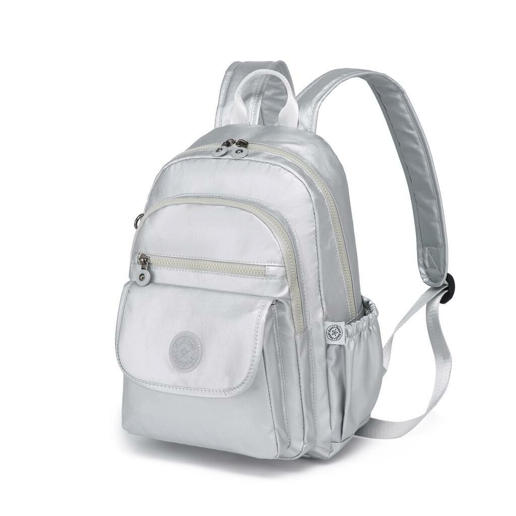 Metalik Kumaş Orta Boy Kadın Sırt Çantası Smart Bags 1187 Platin