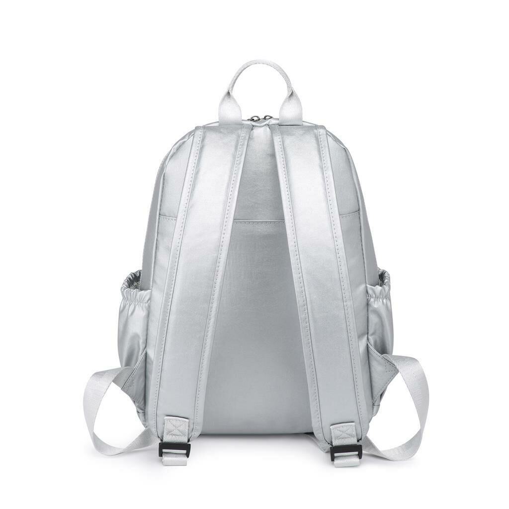 Metalik Kumaş Orta Boy Kadın Sırt Çantası Smart Bags 1187 Platin