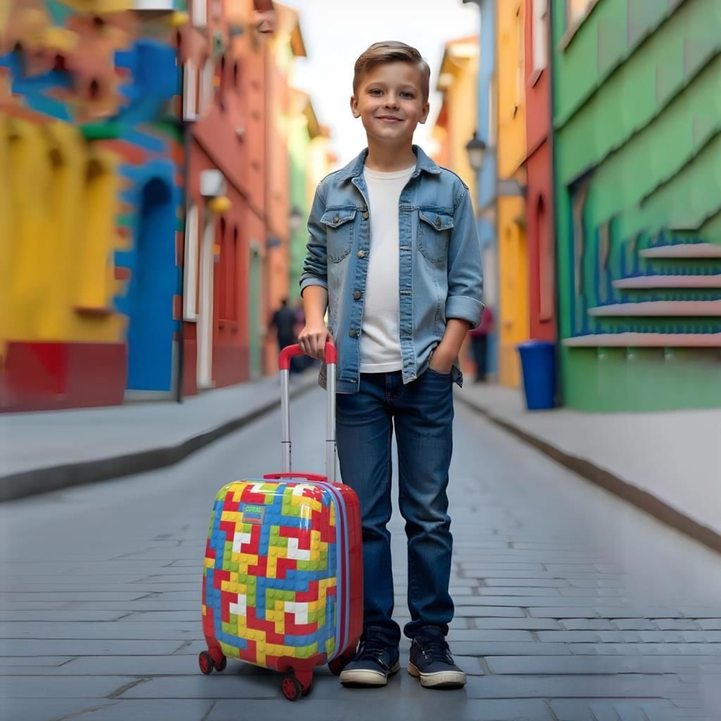 Coral High Minik Boy Çocuk Valizi Blok Desenli 16793