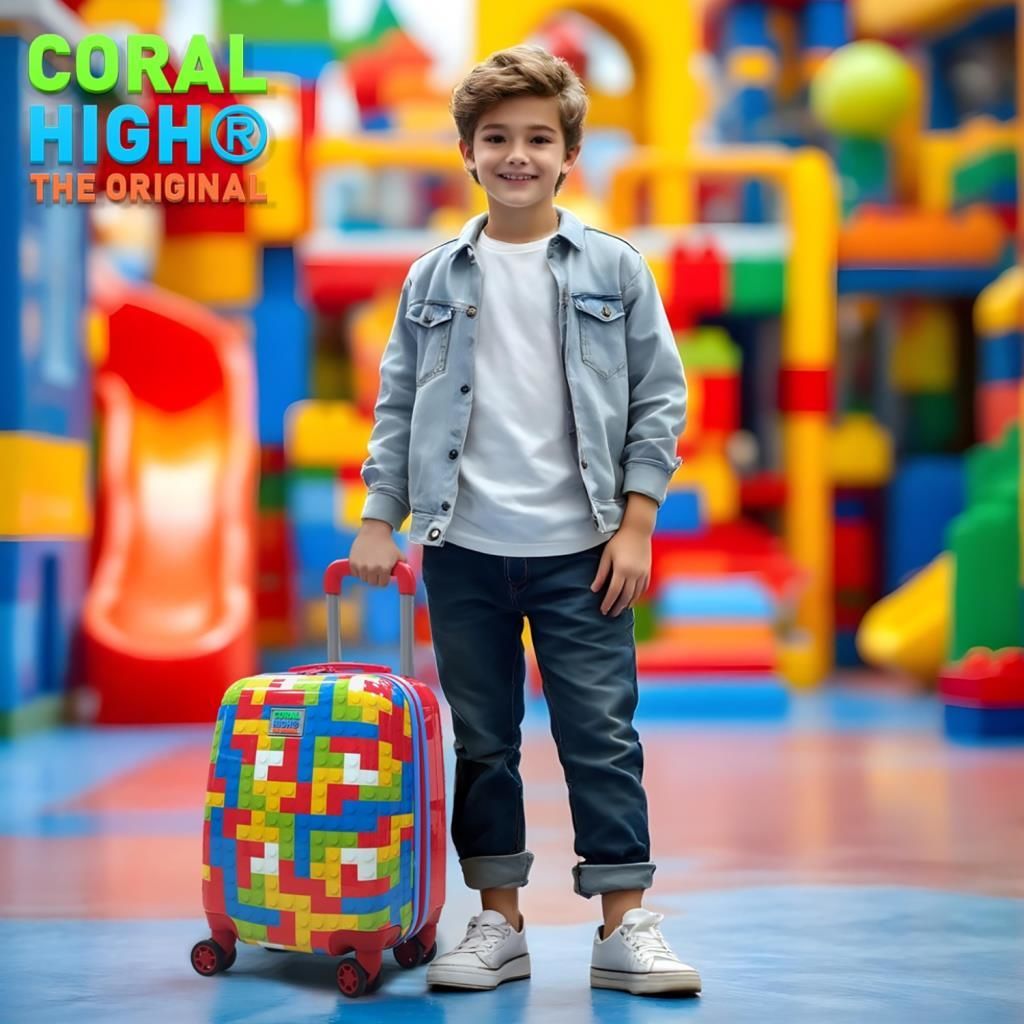 Coral High Minik Boy Çocuk Valizi Blok Desenli 16793