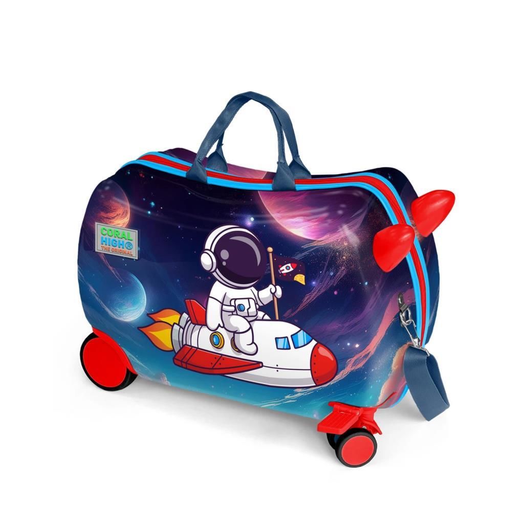 Coral High Minik Boy Otur-Çek Çocuk Valizi Astronot Desenli 16364