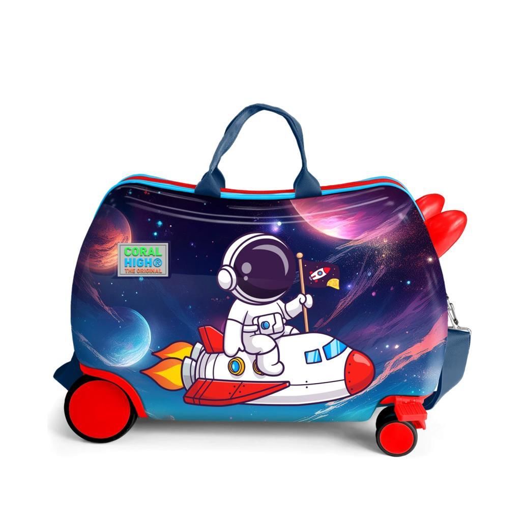 Coral High Minik Boy Otur-Çek Çocuk Valizi Astronot Desenli 16364
