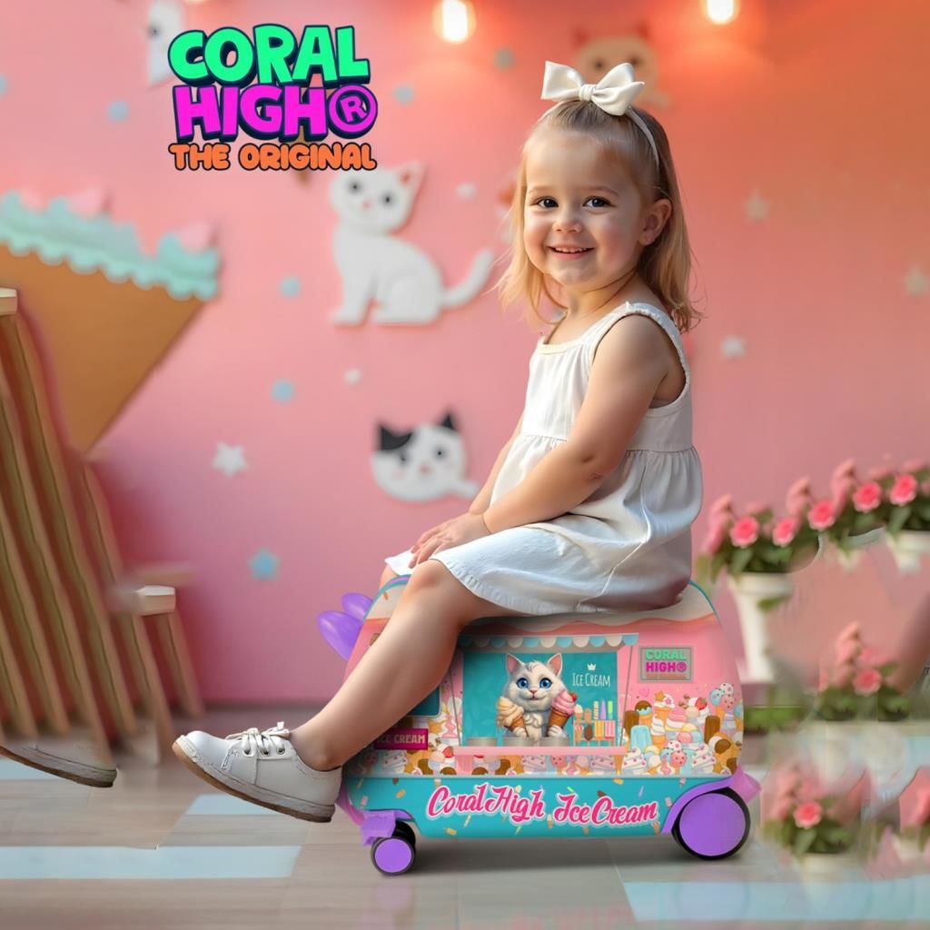 Coral High Minik Boy Otur-Çek Çocuk Valizi Kedi Desenli 16357