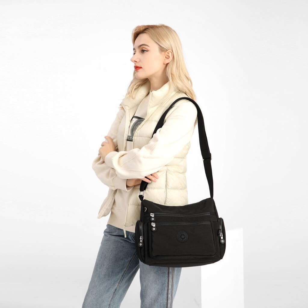 1115 Krinkıl Kumaş Bayan Omuz Çantası Smart Bags Lacivert