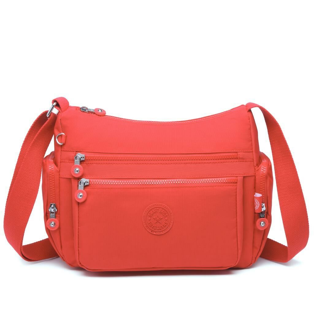 1115 Krinkıl Kumaş Bayan Omuz Çantası Smart Bags Nar