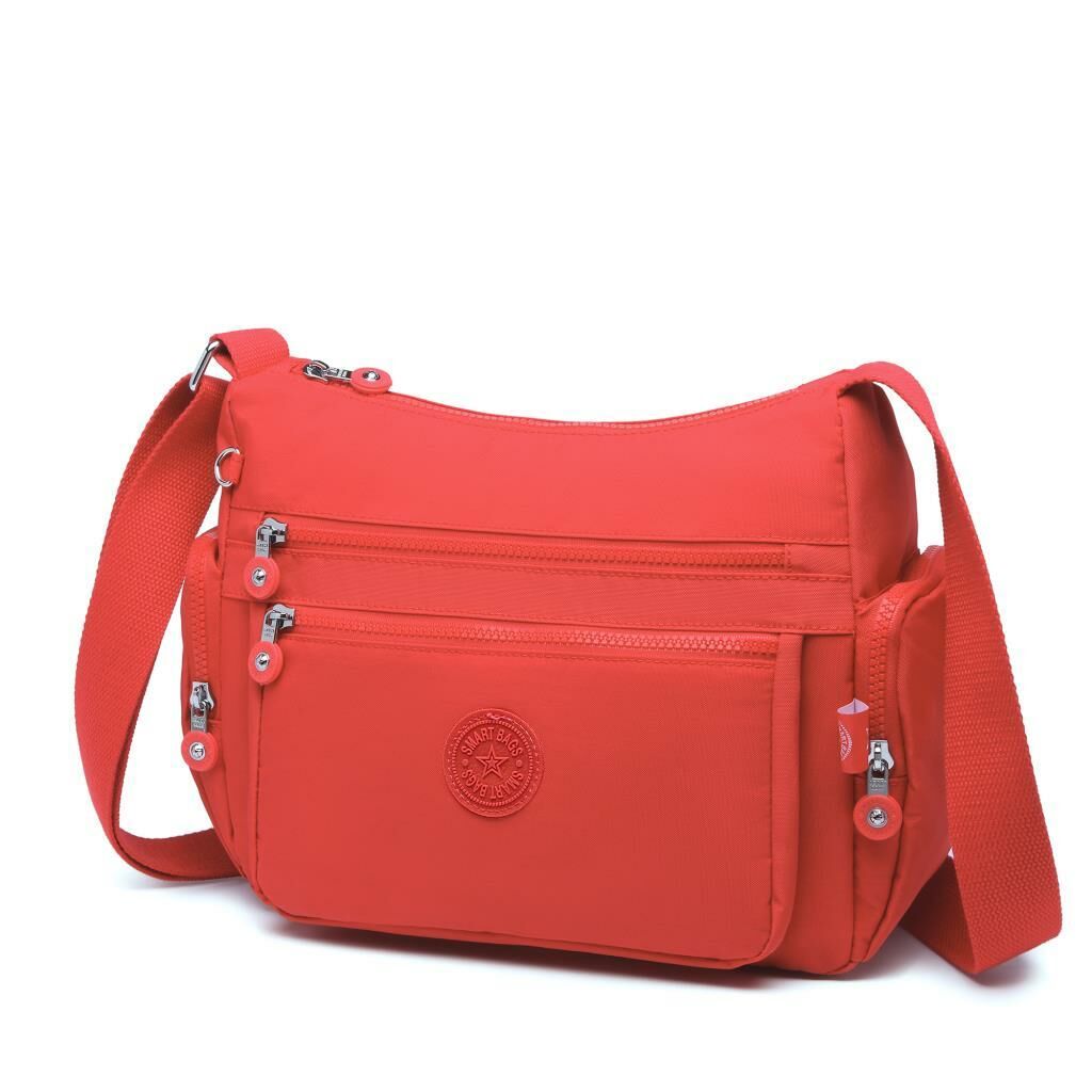 1115 Krinkıl Kumaş Bayan Omuz Çantası Smart Bags Nar