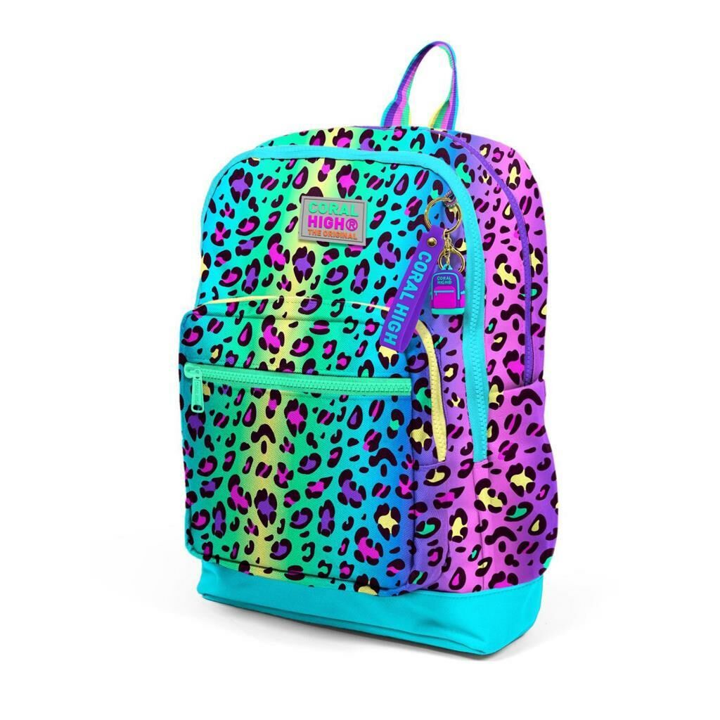 Coral High Büyük Boy Okul Sırt Çantası Renkli Leopar Desen 23769