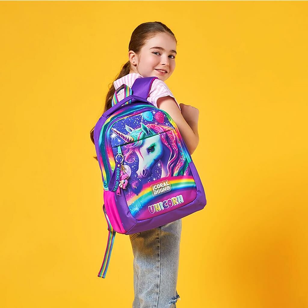 Coral High Büyük Boy Okul Sırt Çantası Simli Unicorn Desenli 23663