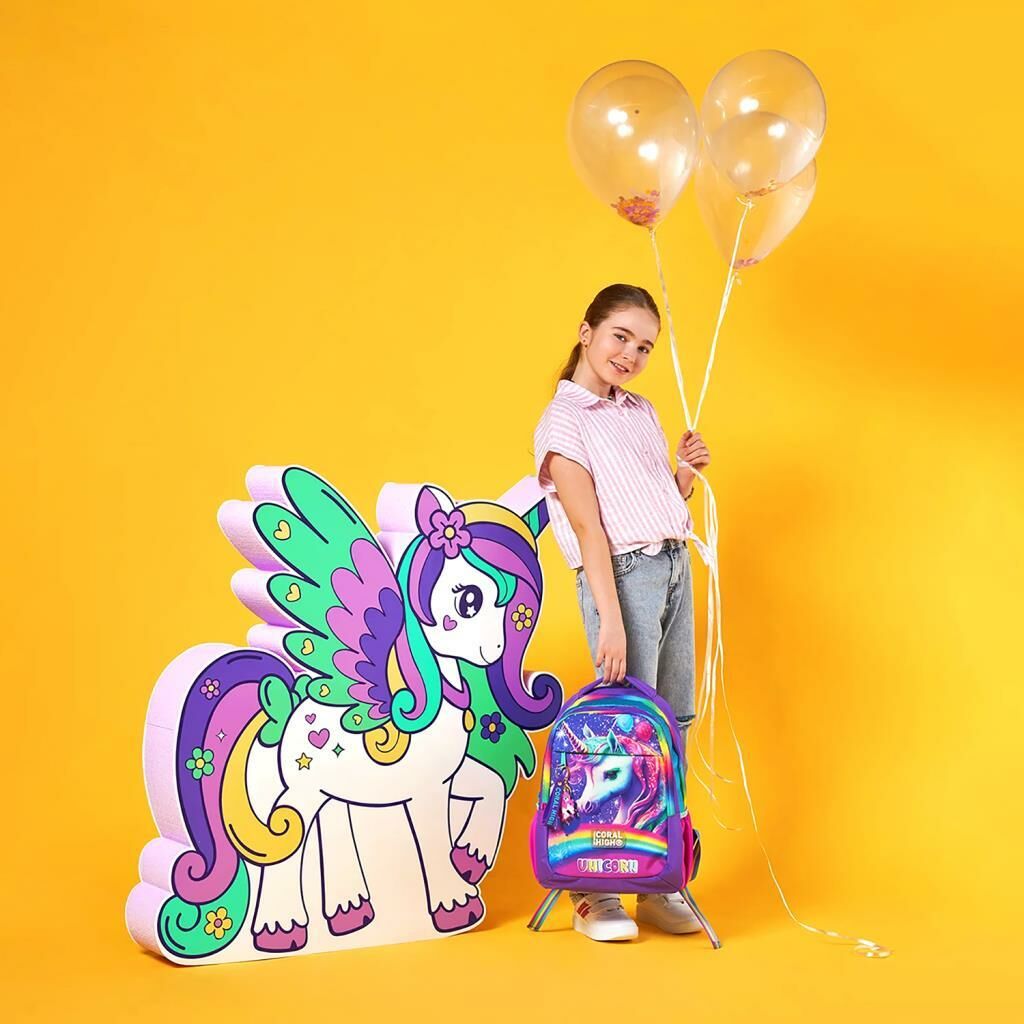 Coral High Büyük Boy Okul Sırt Çantası Simli Unicorn Desenli 23663