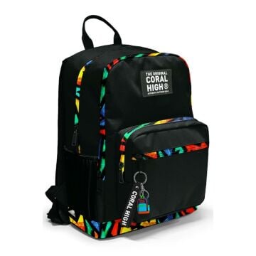 Coral High Büyük Boy Okul Sırt Çantası Siyah Grafiti Desen 23633