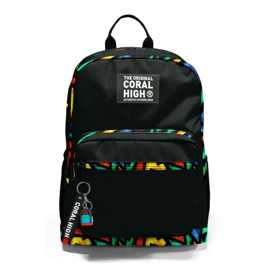 Coral High Büyük Boy Okul Sırt Çantası Siyah Grafiti Desen 23633