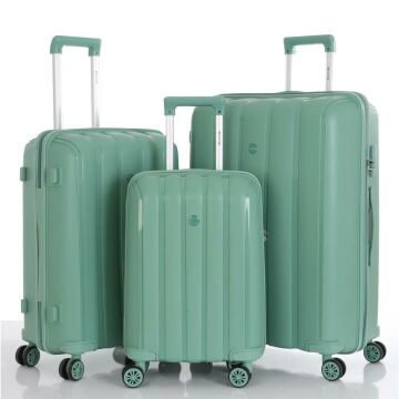 MÇS 3lü Set Kırılmaz Silikon Seyahat Valizi Bavulu V305 Su Yeşili