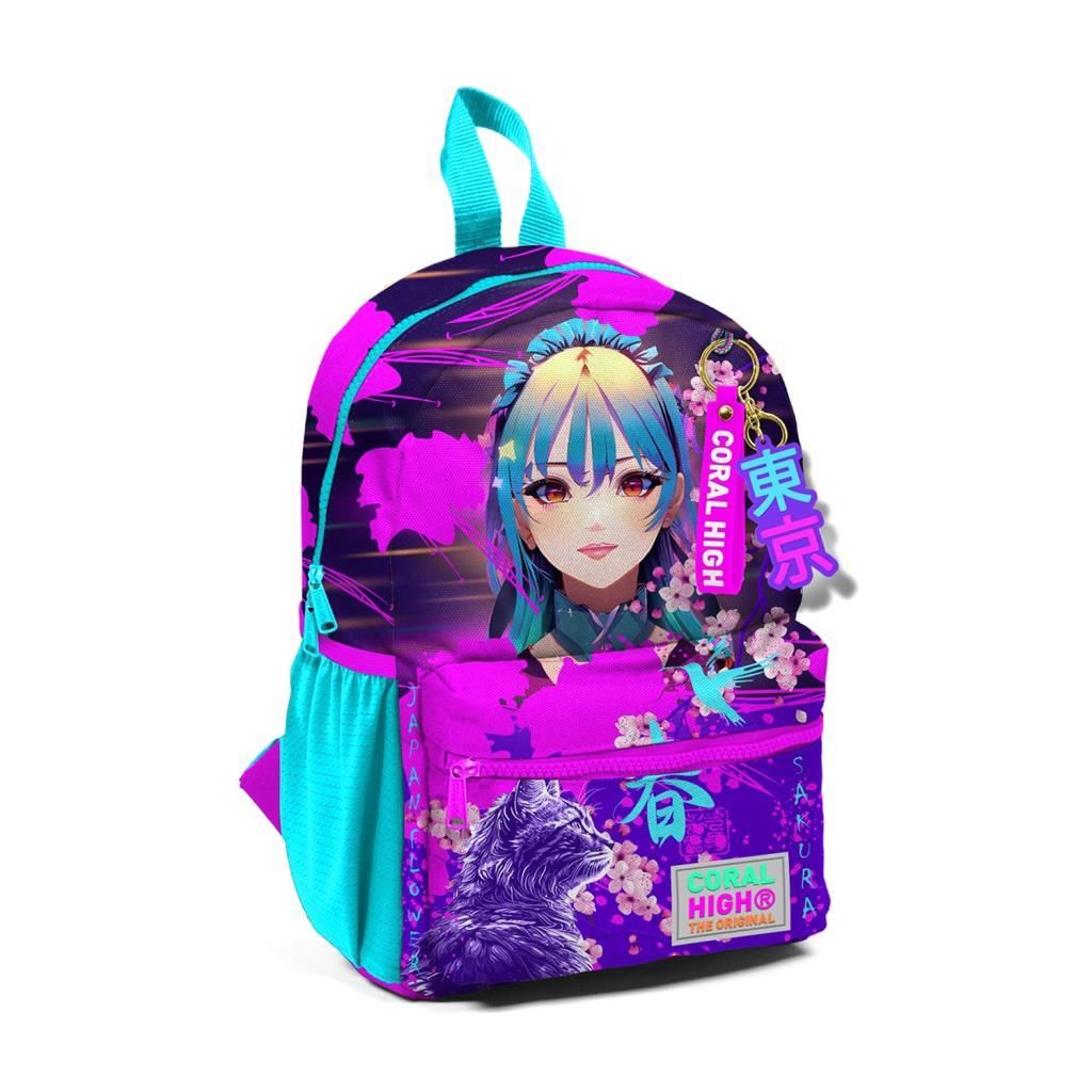 Coral High Küçük Boy Anaokulu Sırt Çantası Anime Kedi Desen 23553