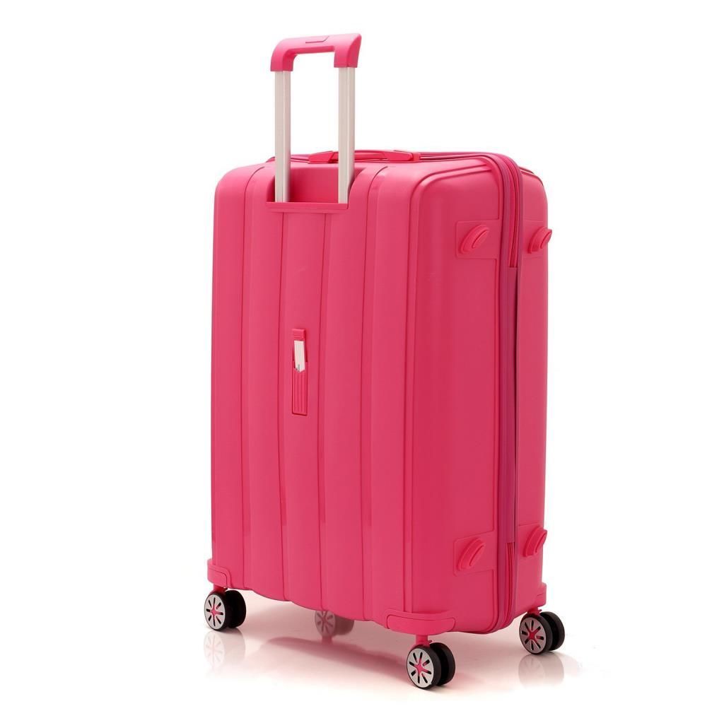MÇS 3lü Set Kırılmaz Silikon Seyahat Valizi Bavulu V305 Fuşya