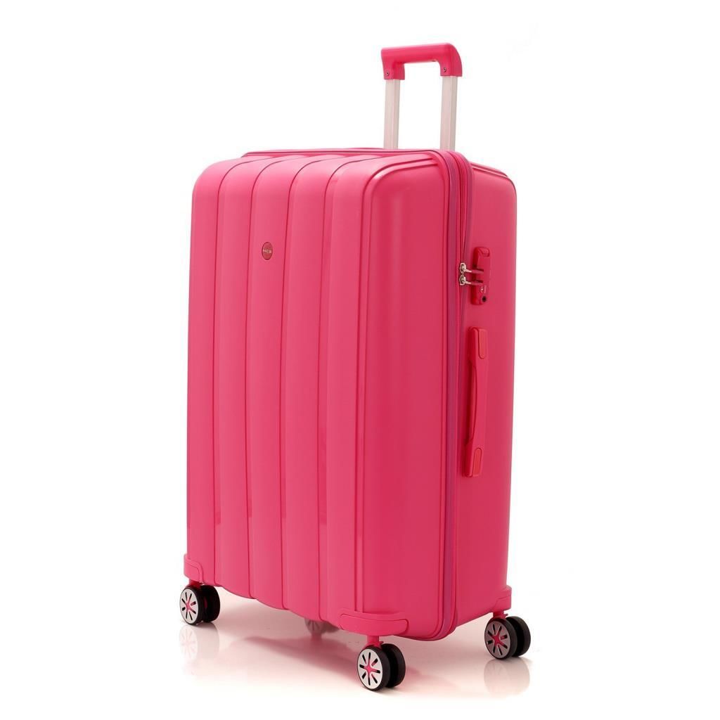 MÇS 3lü Set Kırılmaz Silikon Seyahat Valizi Bavulu V305 Fuşya