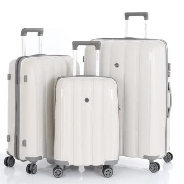 MÇS 3lü Set Kırılmaz Silikon Seyahat Valizi Bavulu V305 Kemik Gri