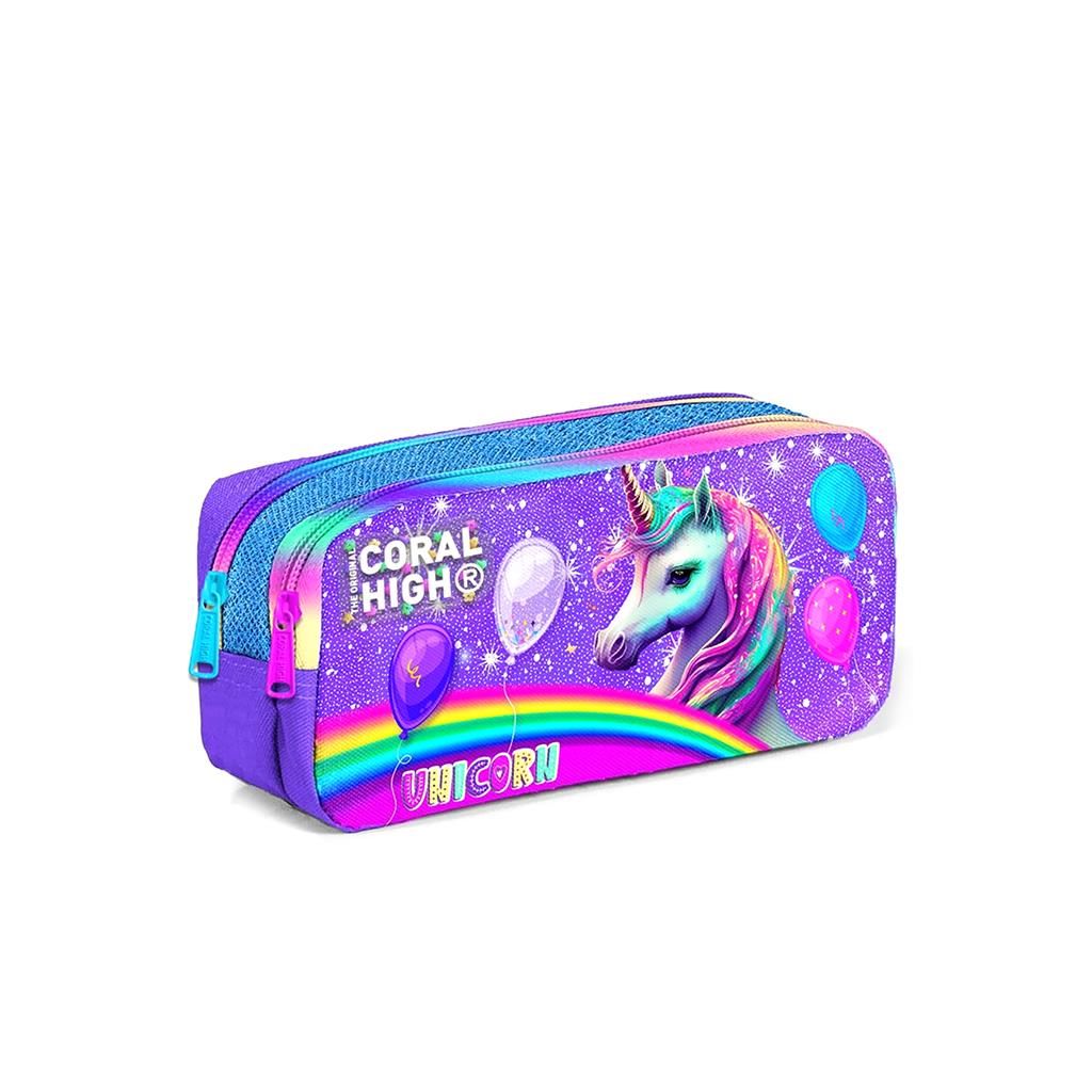 Coral High Kalem Kutusu Kalemlik Unicorn Desenli 12073