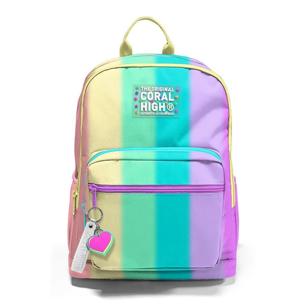 Coral High Renkli Çizgili Büyük Boy Okul Sırt Çantası 23630