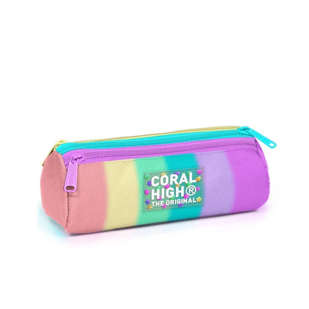 Coral High Kalem Kutusu Renkli Çizgili Kalemlik 11159