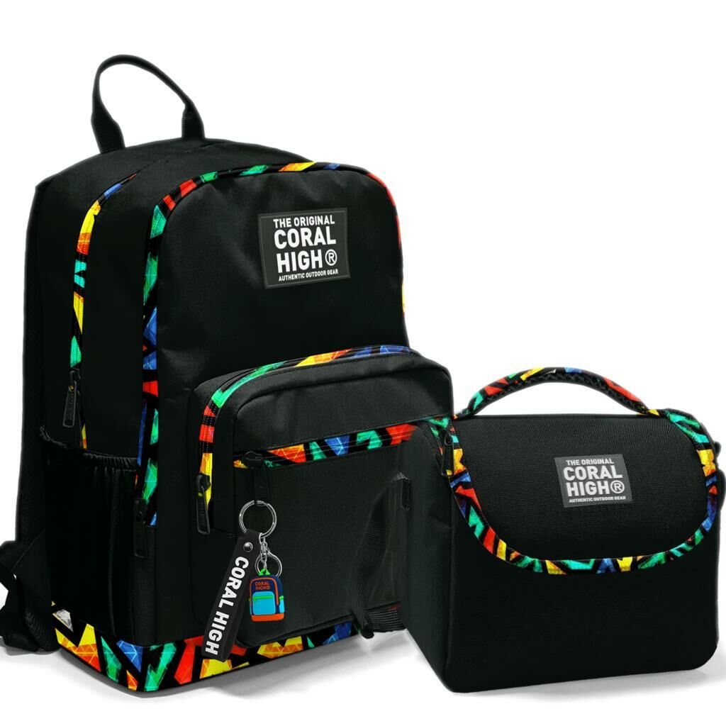 Coral High 2li Set Grafiti Desenli Okul Çantası Beslenme 23633