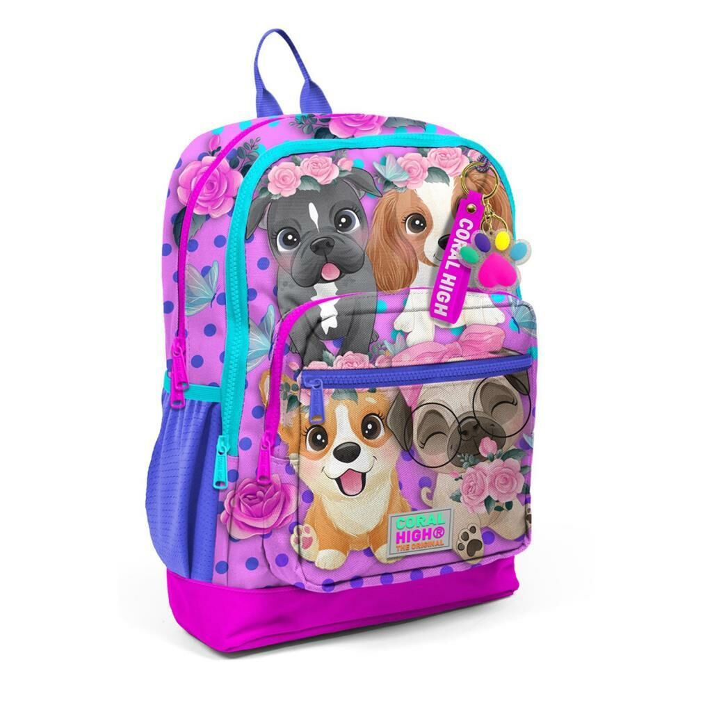 Coral High Pembe Köpek Desenli Büyük Boy Okul Sırt Çantası 23750