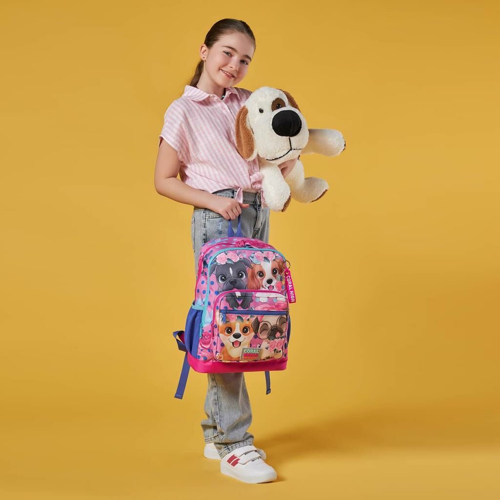 Coral High Pembe Köpek Desenli Büyük Boy Okul Sırt Çantası 23750