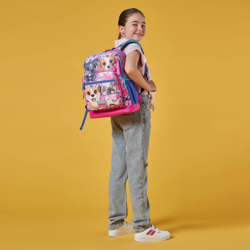Coral High Pembe Köpek Desenli Büyük Boy Okul Sırt Çantası 23750