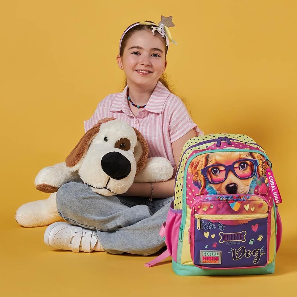 Coral High Sevimli Köpek Desenli Büyük Boy Okul Sırt Çantası 23752