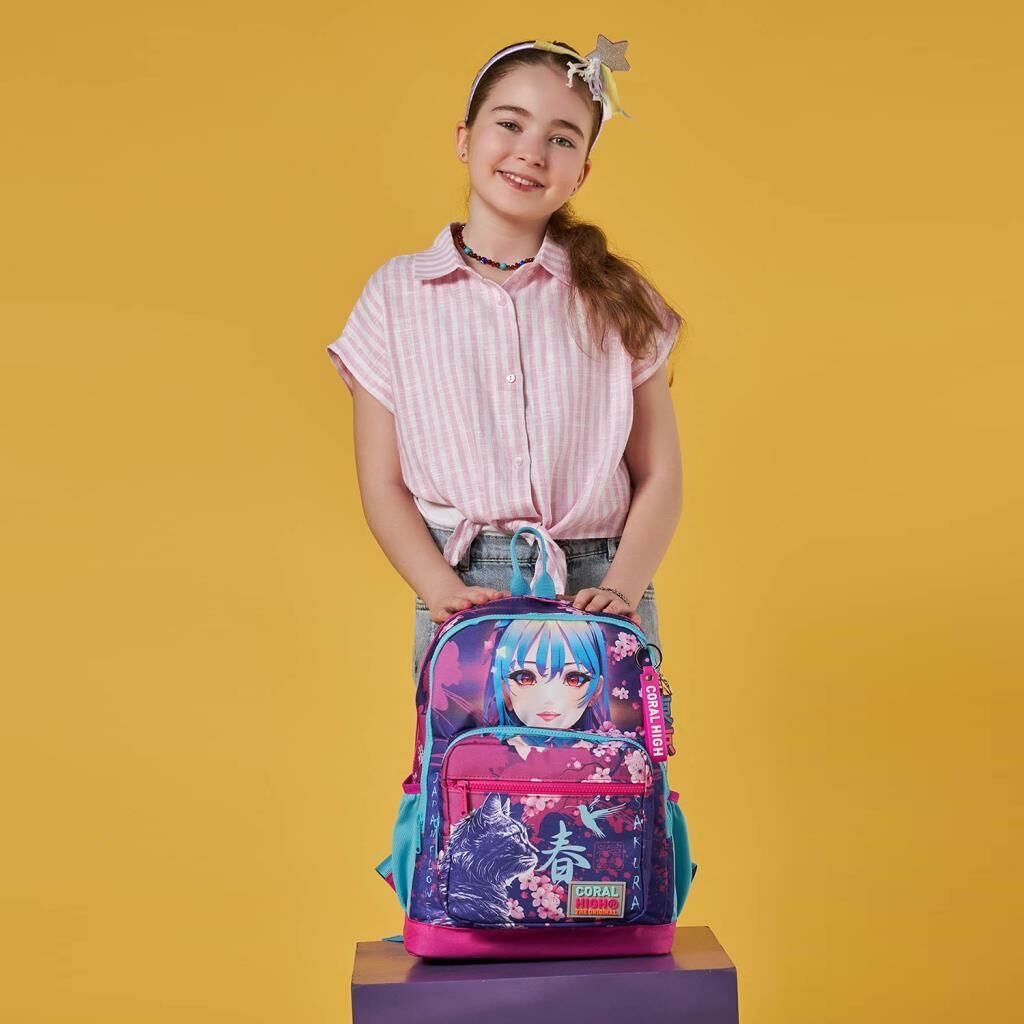 Coral High Anime Kedi Desenli Büyük Boy Okul Sırt Çantası 23753