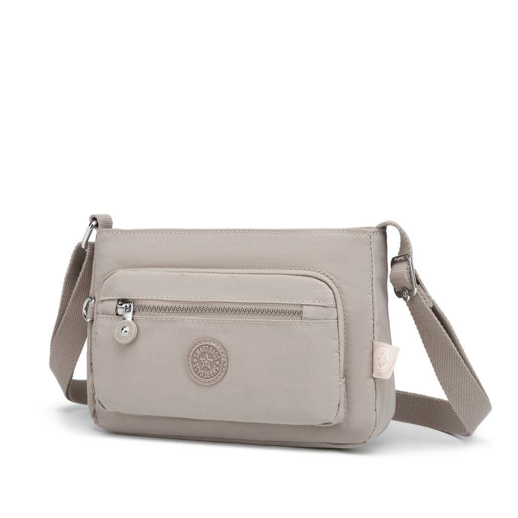Krinkıl Kumaş Kadın Postacı Çantası Smart Bags 3270 A.Vizon