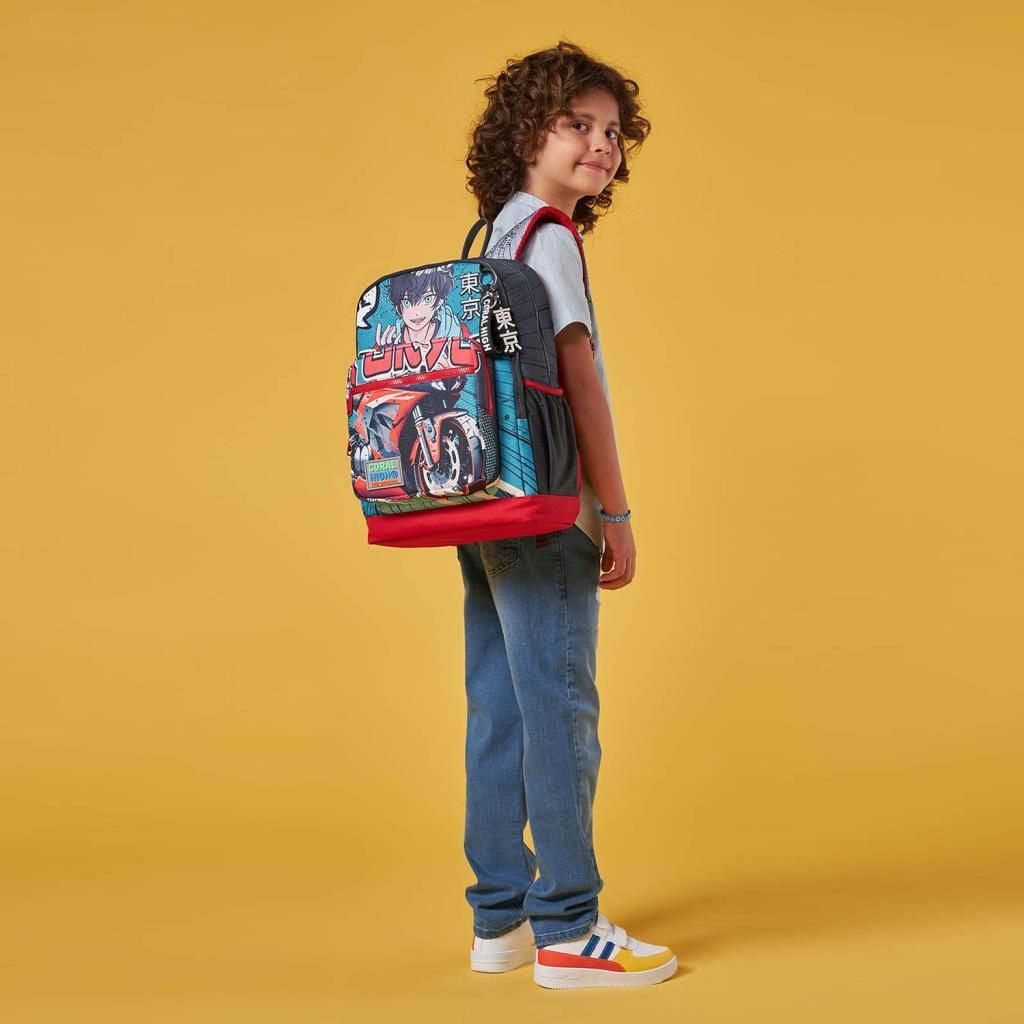 Coral High Motorsiklet Desenli Büyük Boy Okul Sırt Çantası 23764